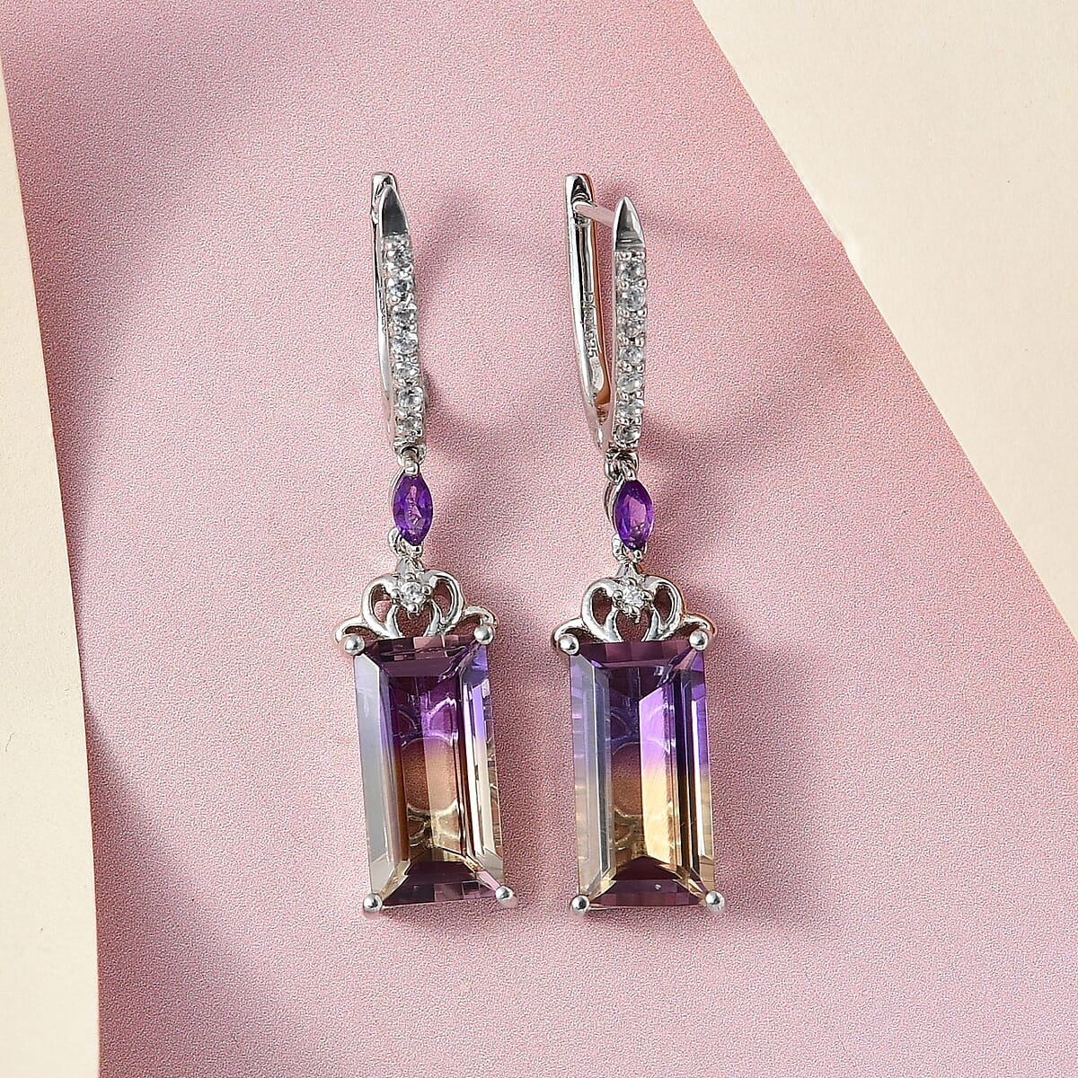 Poudretteite Quartz (Triplet) and Multi Gemstone Earrings in Platinum Over Sterling Silver 15.65 ctw image number 1