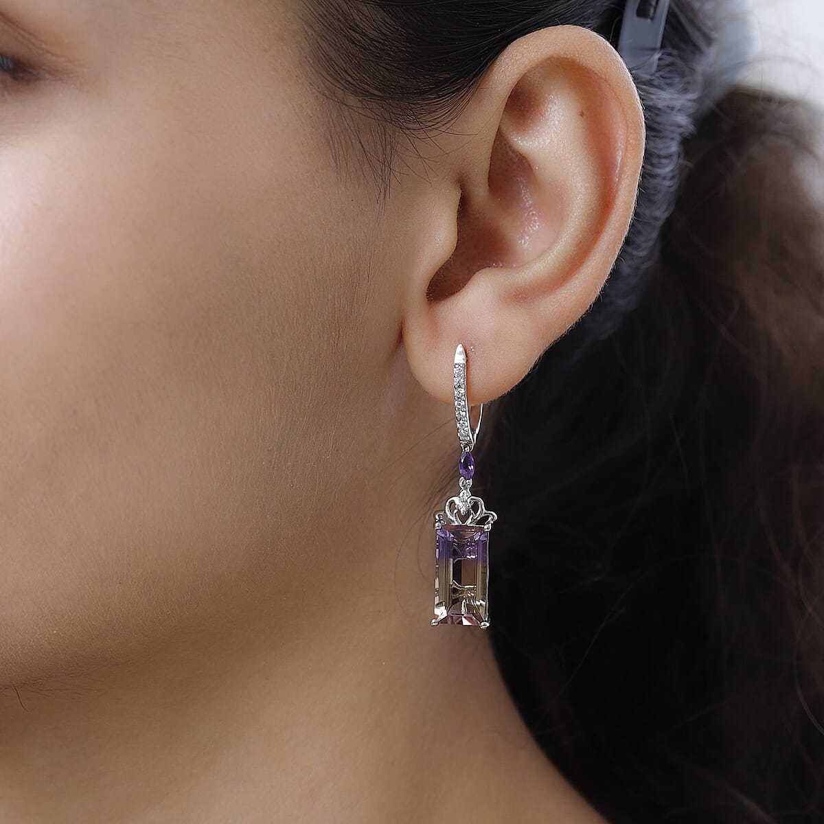 Poudretteite Quartz (Triplet) and Multi Gemstone Earrings in Platinum Over Sterling Silver 15.65 ctw image number 2