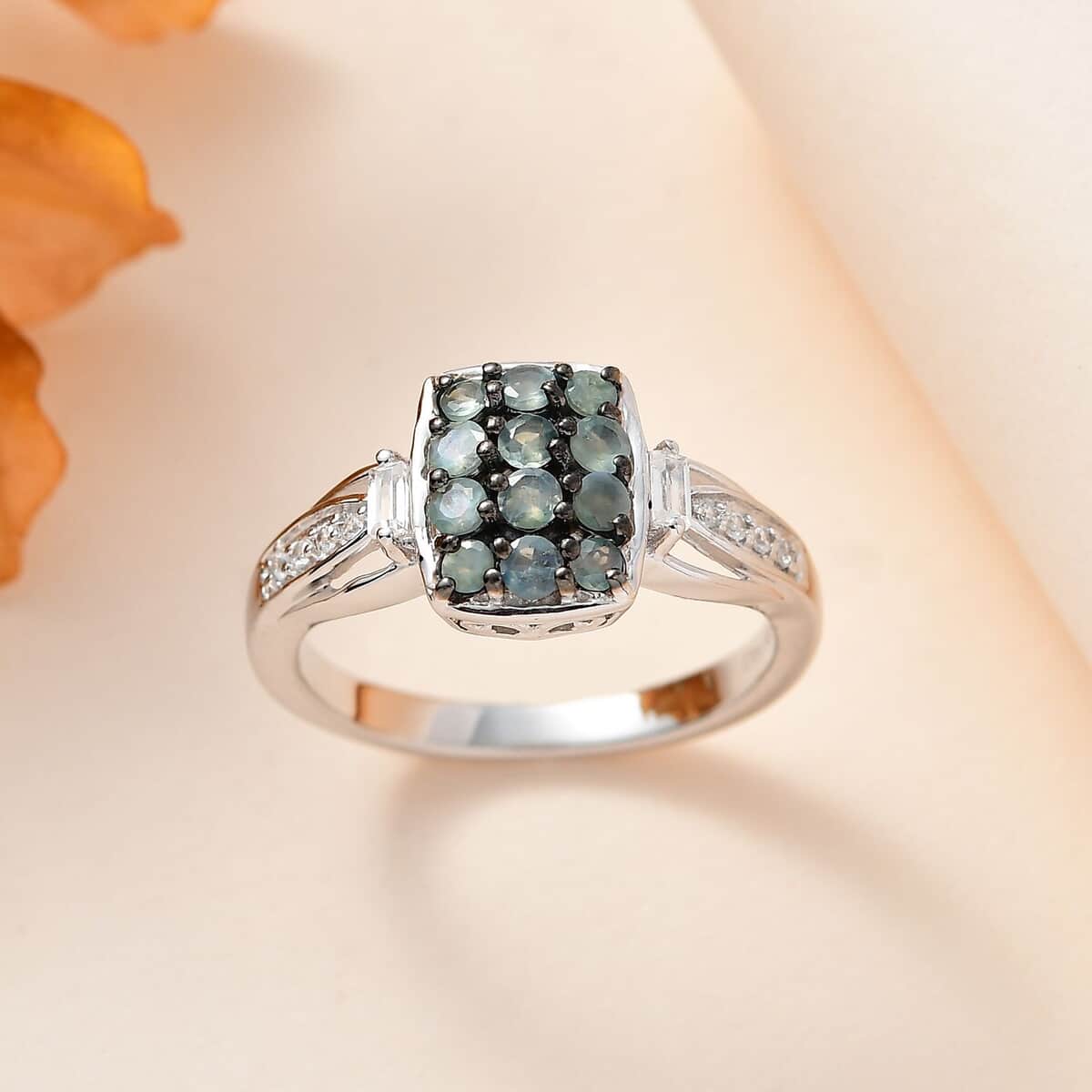 Narsipatnam Alexandrite and White Zircon Ring in Black Rhodium and Platinum Over Sterling Silver (Size 10.0) 0.80 ctw image number 1