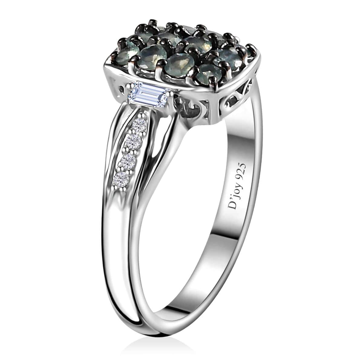 Narsipatnam Alexandrite and White Zircon Ring in Black Rhodium and Platinum Over Sterling Silver (Size 10.0) 0.80 ctw image number 3