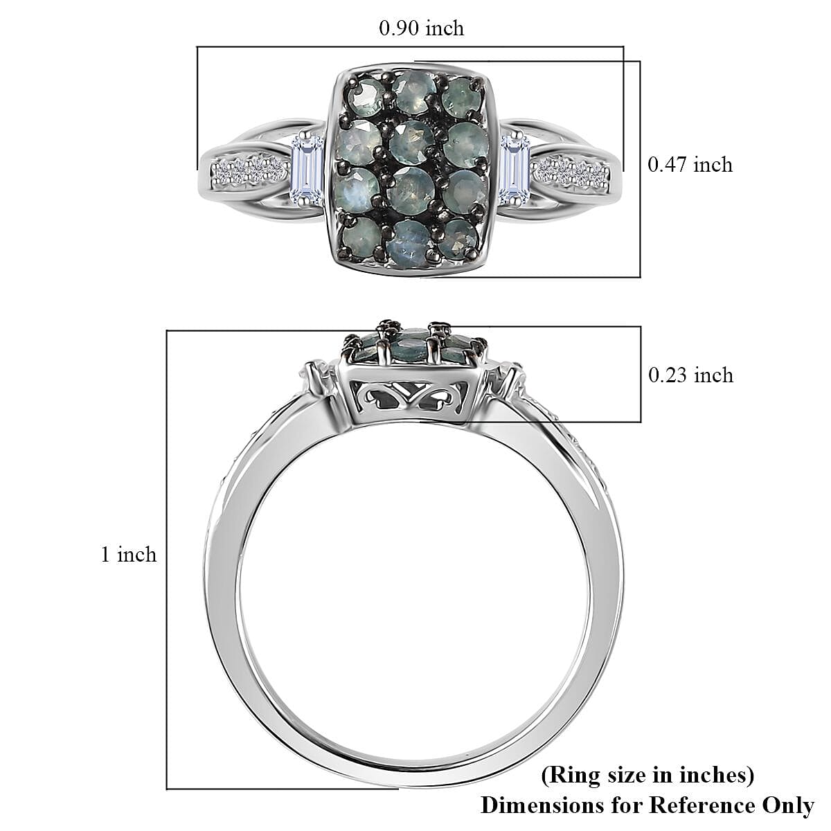 D'Joy Narsipatnam Alexandrite and White Zircon Ring in Black Rhodium and Platinum Over Sterling Silver (Size 10.0) 0.80 ctw