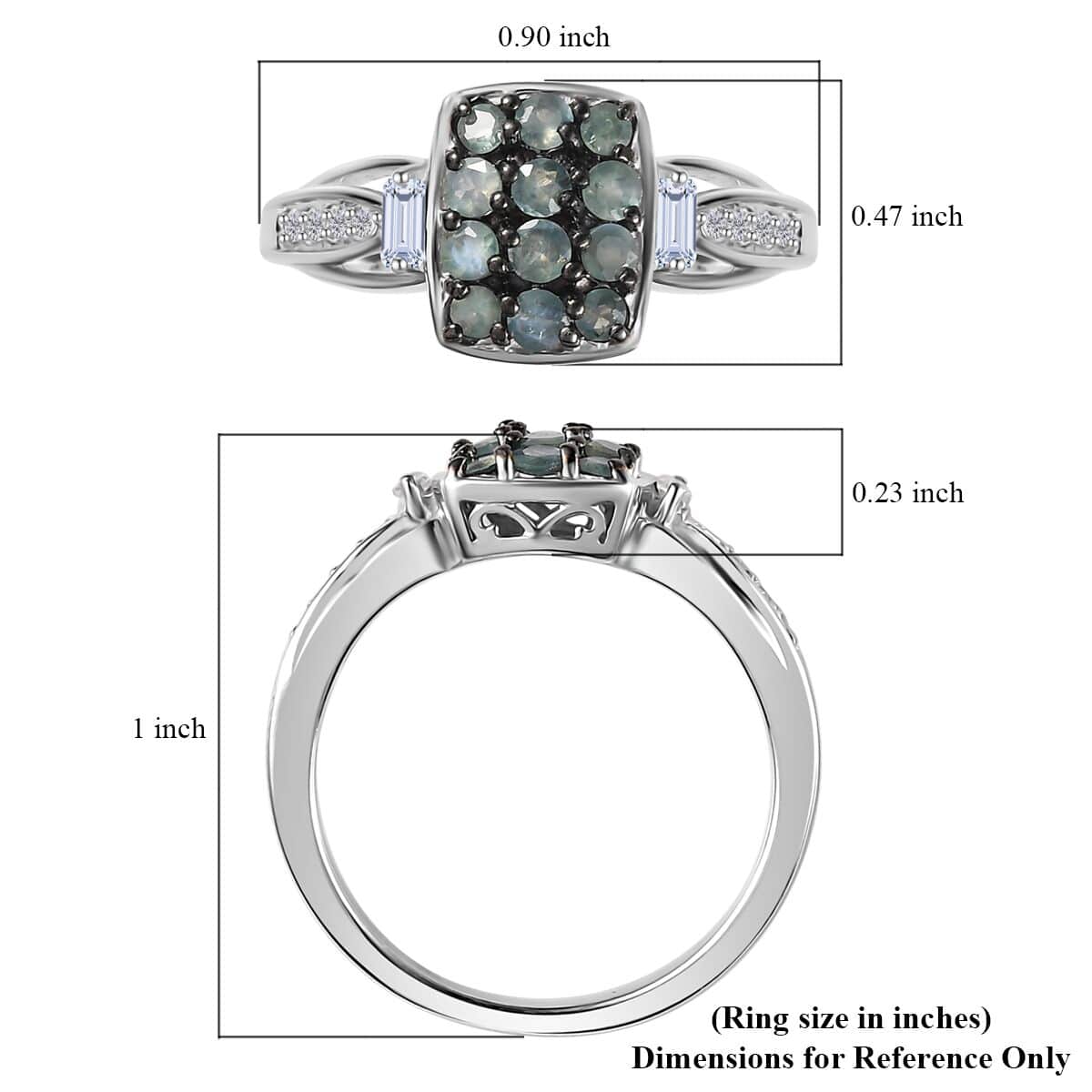 Narsipatnam Alexandrite and White Zircon Ring in Black Rhodium and Platinum Over Sterling Silver (Size 7.0) 0.80 ctw image number 5