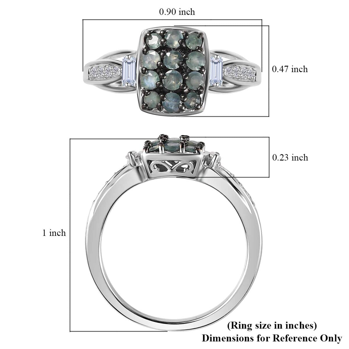 Narsipatnam Alexandrite and White Zircon Ring in Black Rhodium and Platinum Over Sterling Silver (Size 8.0) 0.80 ctw image number 5