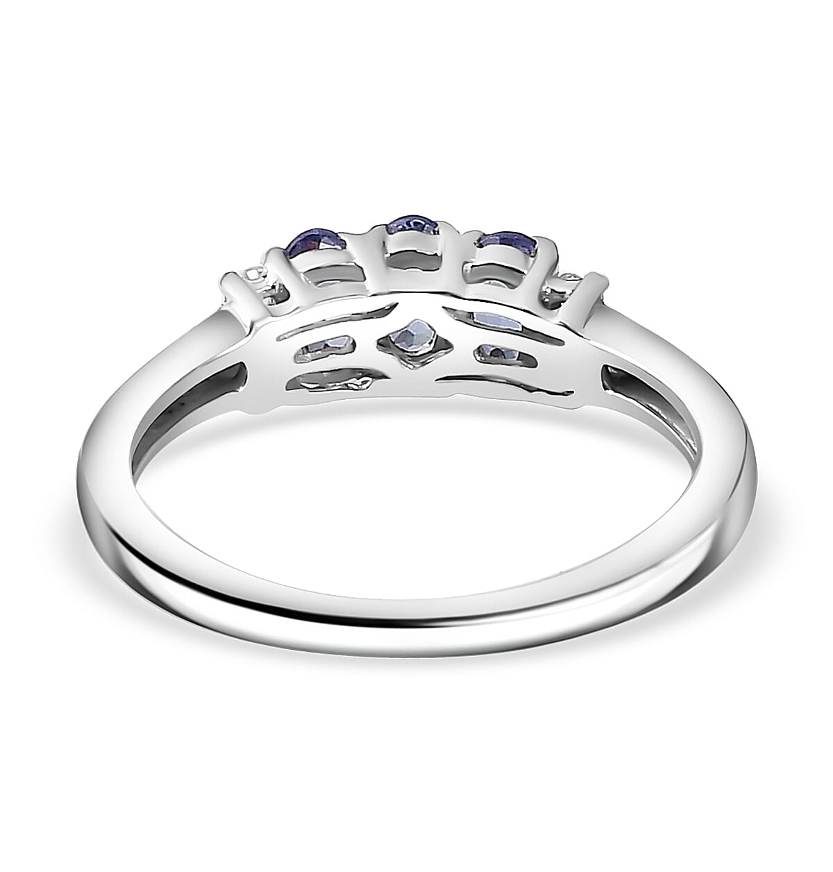 D'Joy Premium Tanzanite and White Zircon Ring in Platinum Over Sterling Silver (Size 10.0) 0.85 ctw