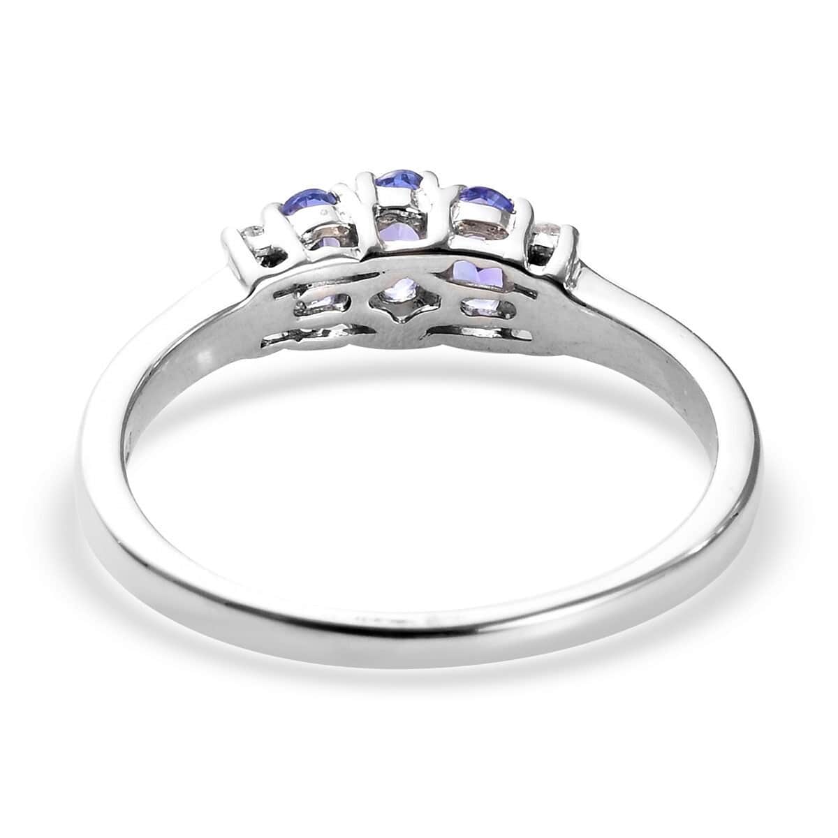 Premium Tanzanite and White Zircon Ring in Platinum Over Sterling Silver (Size 7.0) 0.85 ctw image number 4