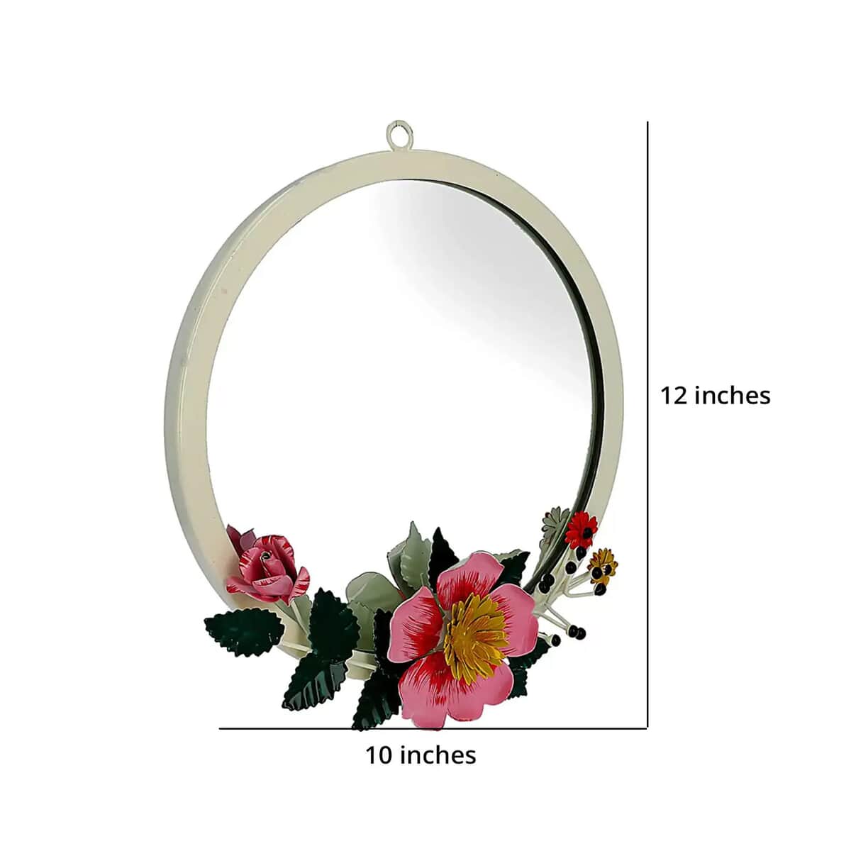 Off White Handcrafted Decorative Floral Wall Mirror image number 5