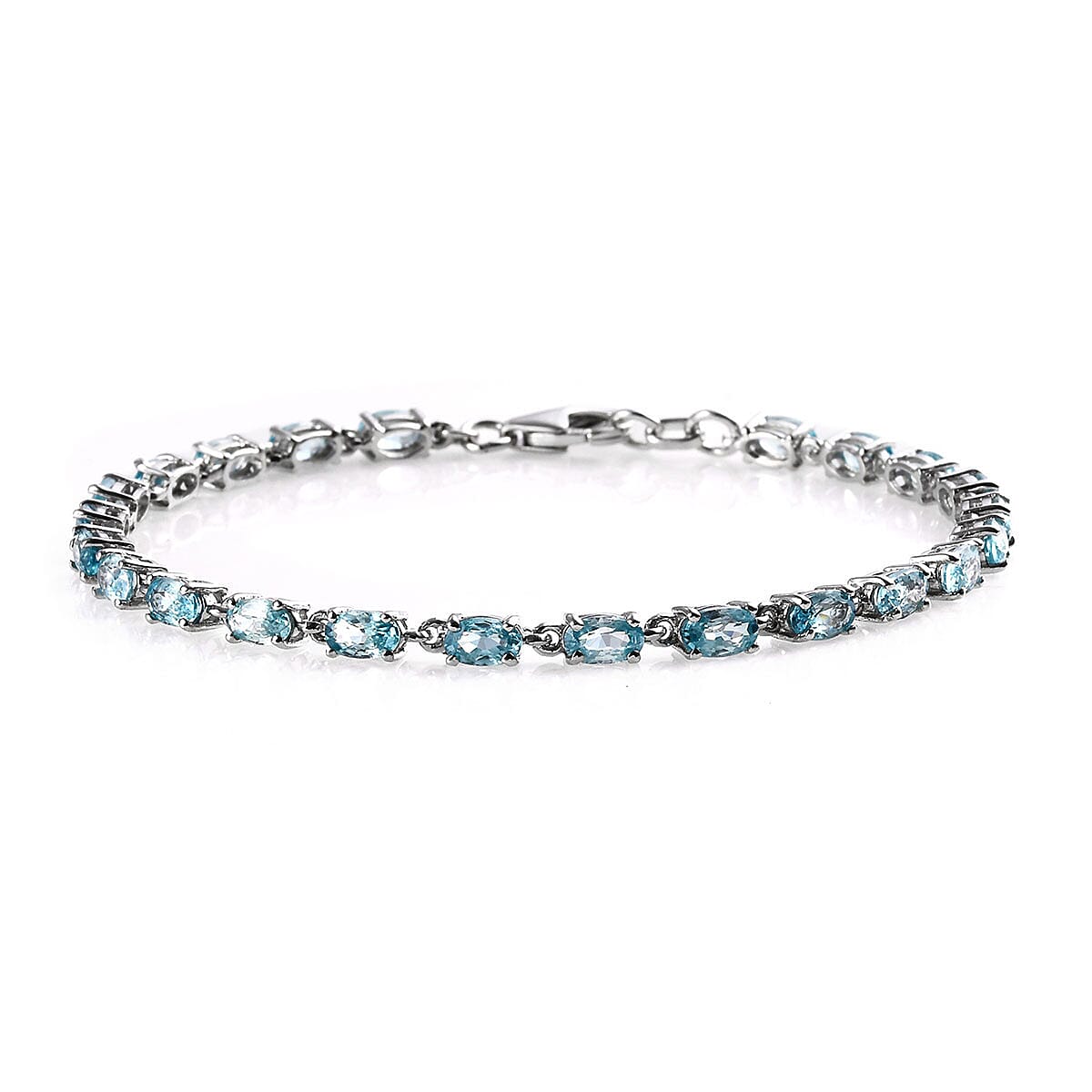 8.90 ctw Cambodian Blue Zircon Bracelet in Platinum Over Sterling Silver  (7.25 In)