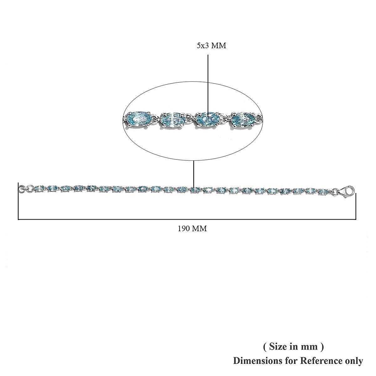 8.90 ctw Cambodian Blue Zircon Bracelet in Platinum Over Sterling Silver  (7.25 In)