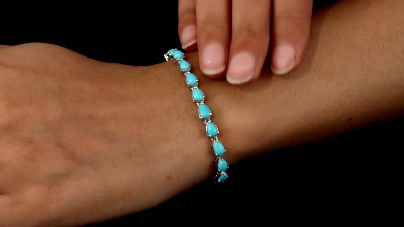 Mother's Day Special Sleeping Beauty Turquoise Bracelet in Platinum Over Sterling Silver (6.50 In) 8.35 ctw