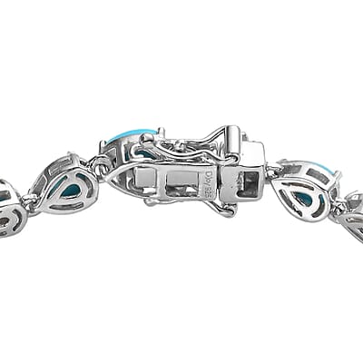D'Joy Sleeping Beauty Turquoise Bracelet in Platinum Over Sterling Silver (6.50 In) 8.35 ctw