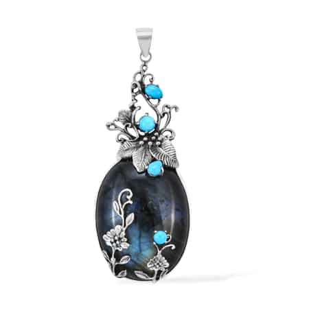 Bali Legacy Labradorite and Sleeping Beauty Turquoise Pendant For Women in Sterling Silver image number 0