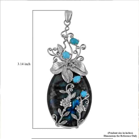 Bali Legacy Labradorite and Sleeping Beauty Turquoise Pendant For Women in Sterling Silver image number 6