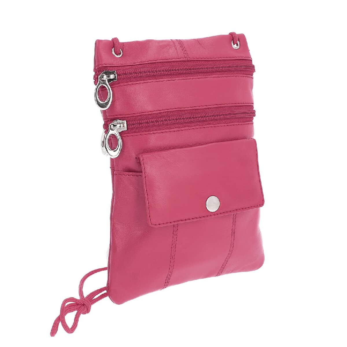 Newage Fuchsia 100% Genuine Leather Crossbody Bag with Man-made Straps image number 2