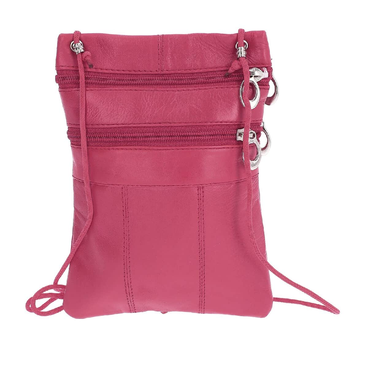 Newage Fuchsia 100% Genuine Leather Crossbody Bag with Man-made Straps image number 3