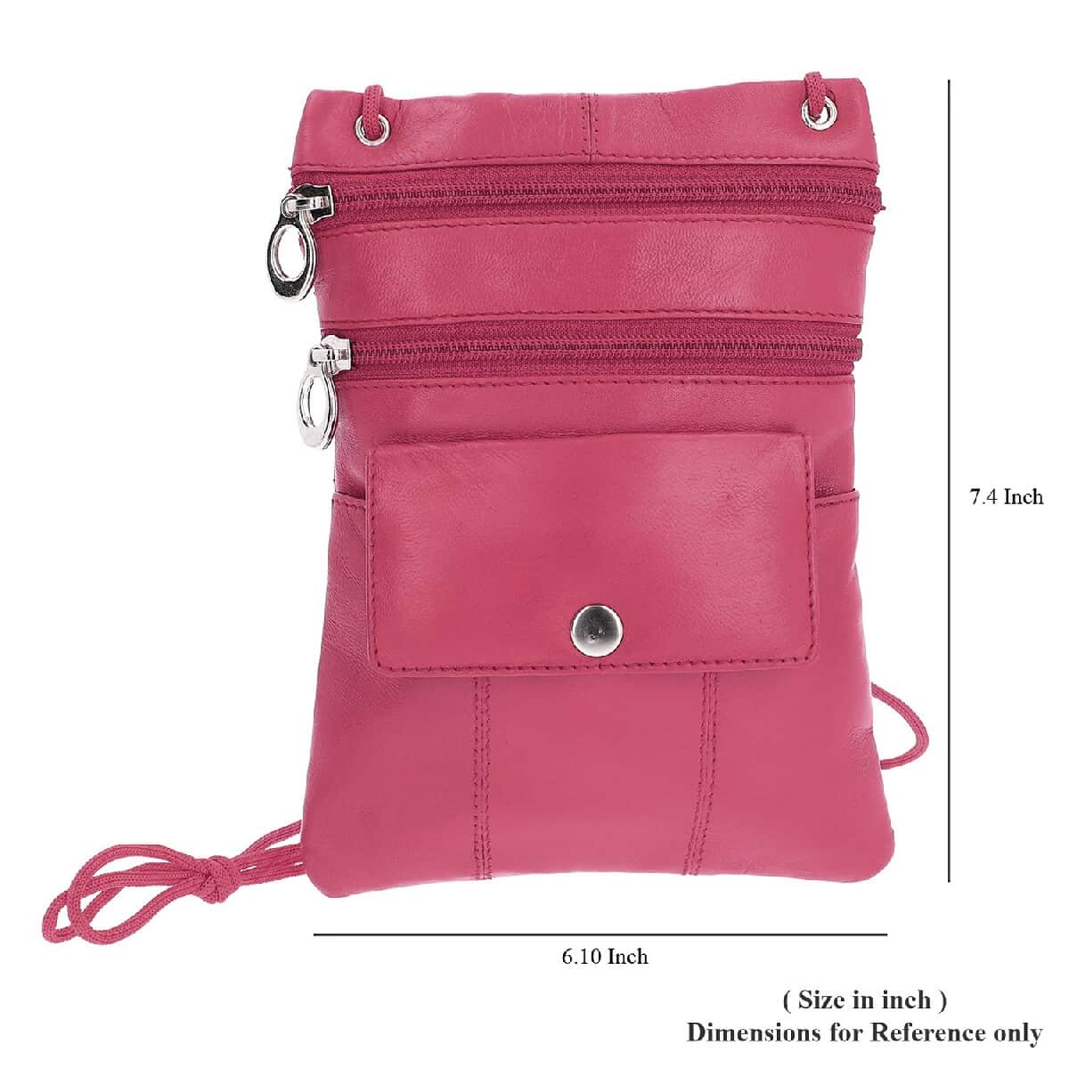 Newage Fuchsia 100% Genuine Leather Crossbody Bag with Man-made Straps image number 5