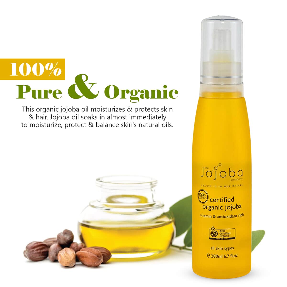 The Jojoba Company Natural Certified Organic Jojoba Oil For Face, Hair and Body, Anti Aging Oil (200 ML) image number 3