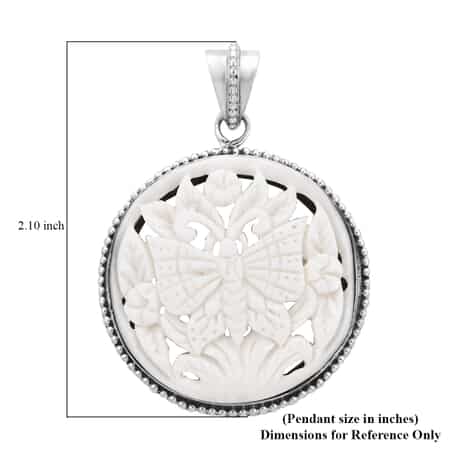 Bali Legacy Carved Bone Butterfly Pendant in Sterling Silver 9.55 Grams image number 5