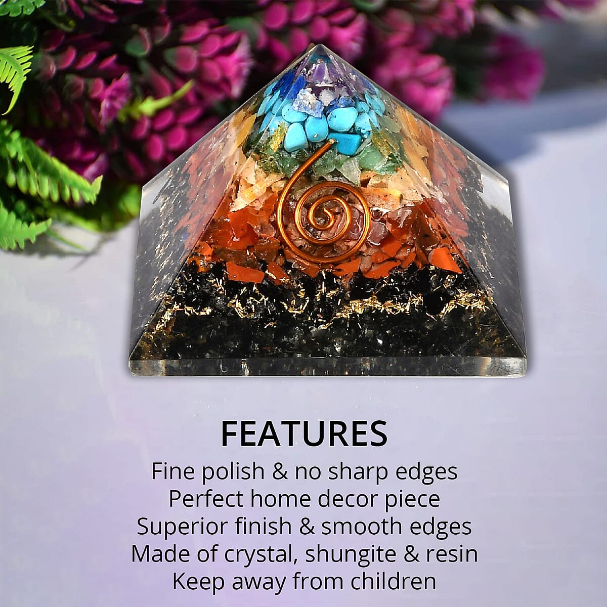 Seven Chakra Shungite Pyramid image number 2