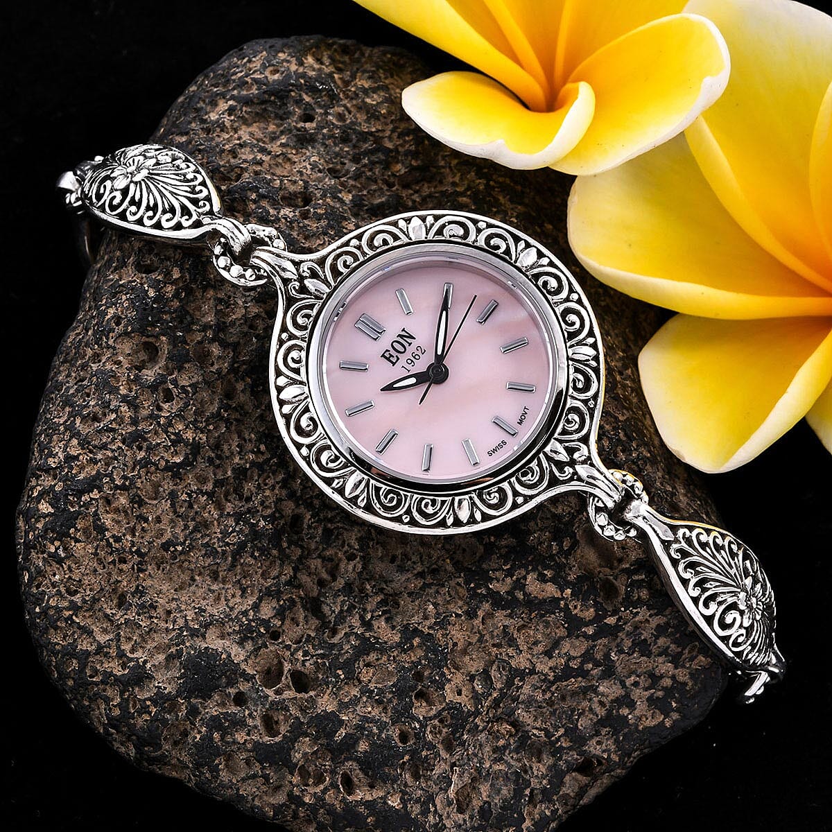 Eon 1962 Swiss Movement Toggle Clasp Bracelet Watch in Sterling Silver with Stainless Steel Back image number 1