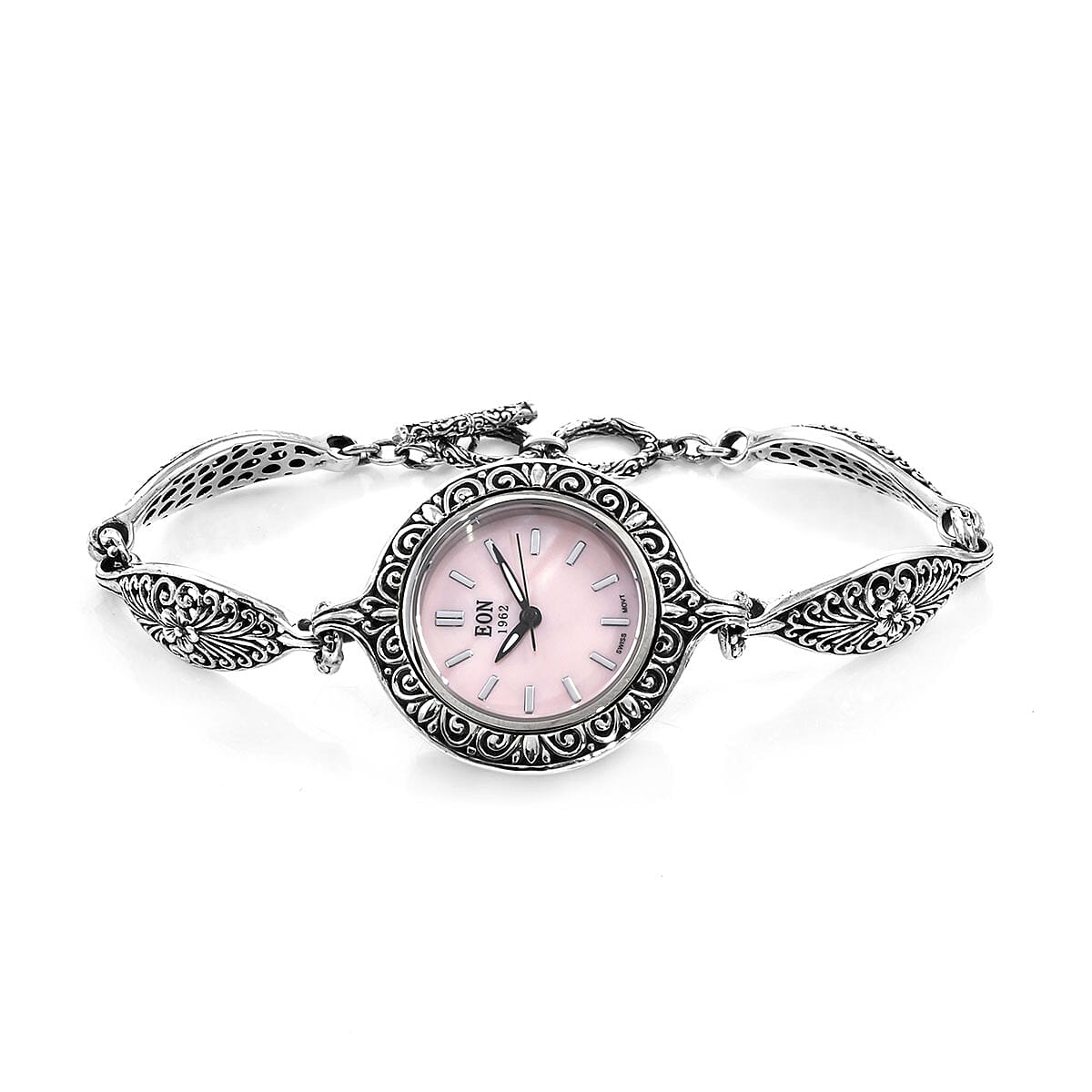 Eon 1962 Swiss Movement Toggle Clasp Bracelet Watch in Sterling Silver with Stainless Steel Back image number 3