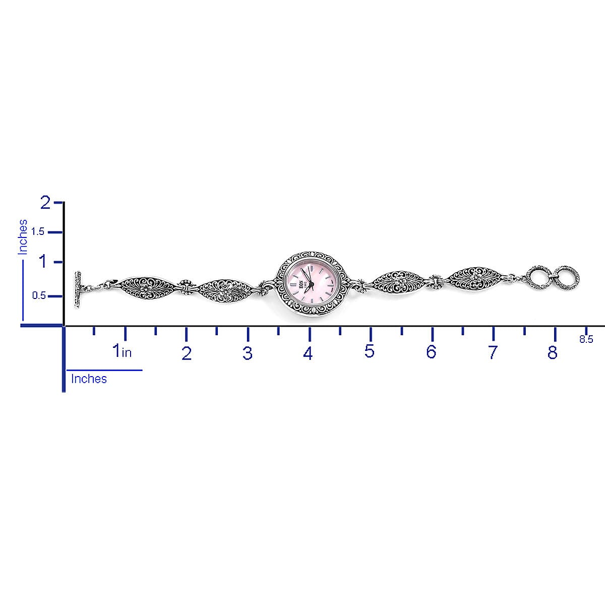 Eon 1962 Swiss Movement Toggle Clasp Bracelet Watch in Sterling Silver with Stainless Steel Back image number 6