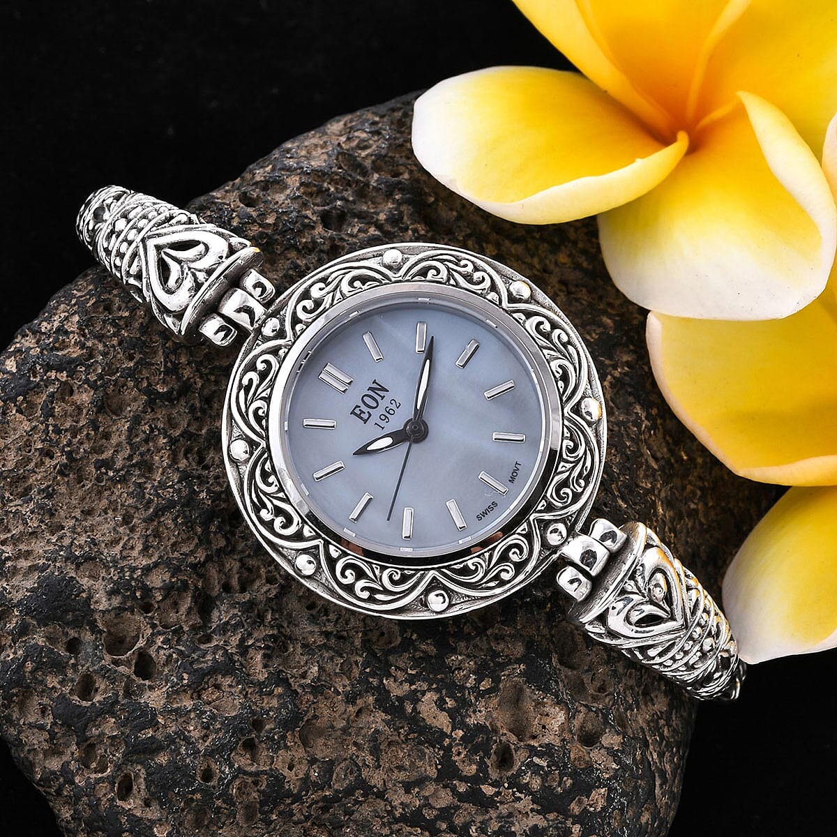 EON 1962 Swiss Movement Toggle Clasp Bracelet Watch in Sterling Silver with Stainless Steel Back image number 1