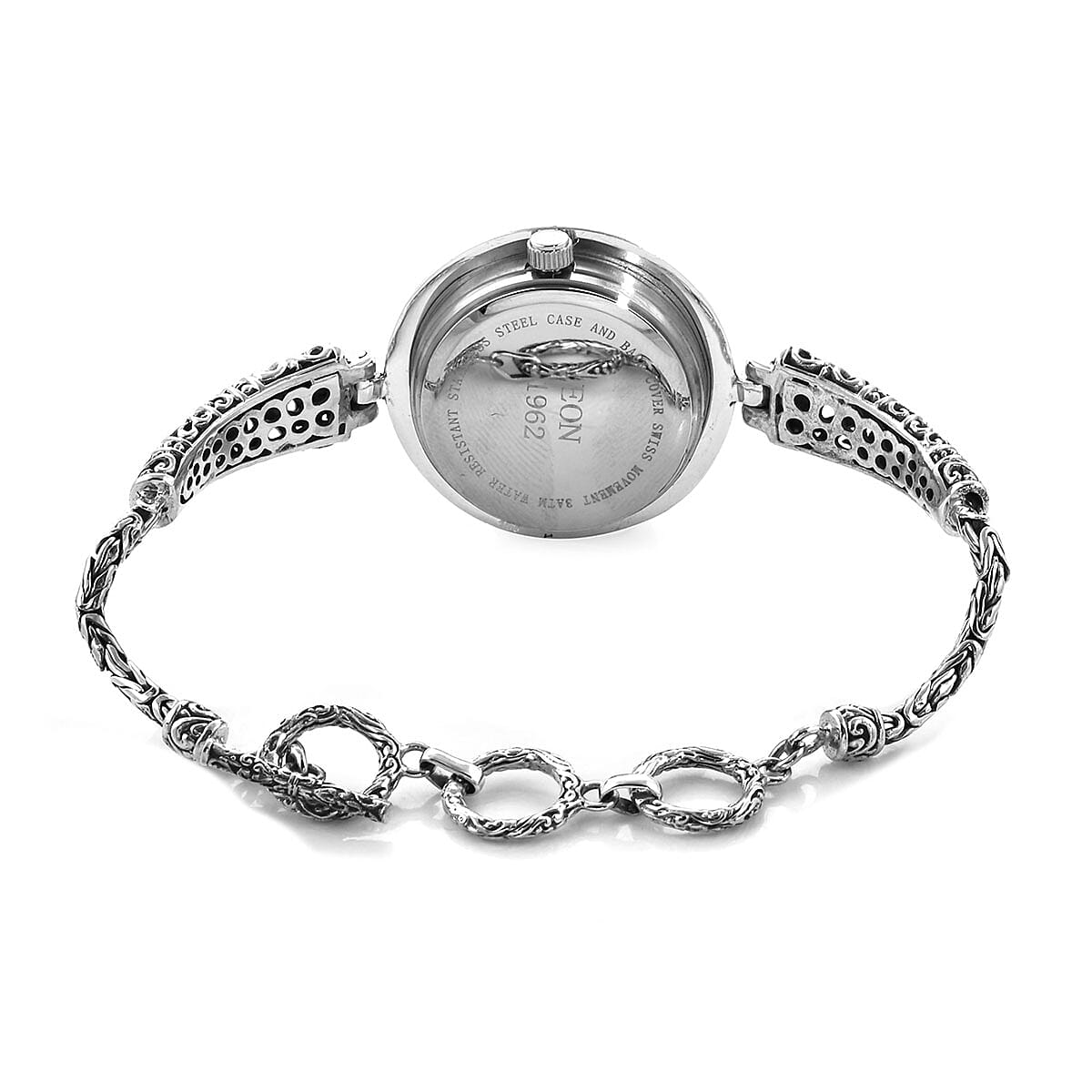 EON 1962 Swiss Movement Toggle Clasp Bracelet Watch in Sterling Silver with Stainless Steel Back image number 3