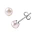 Set of 5 Freshwater White Pearl Stud Earrings in Stainless Steel image number 4