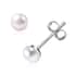 Set of 5 Freshwater White Pearl Stud Earrings in Stainless Steel image number 5