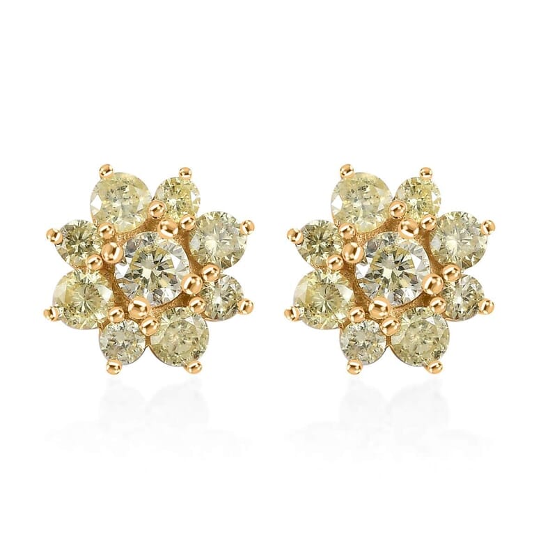 Luxoro Natural Yellow Diamond I2-I3 1.00 ctw Stud Earrings in 14K Yellow Gold (Del. in 10-12 Days)
