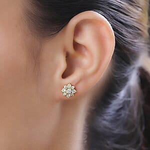 Luxoro I2-I3 Natural Yellow Diamond Stud Earrings, 14K Yellow Gold Earrings, Yellow Diamond Floral Earrings, Gold Studs, Floral Studs 1.00 ctw (Del. in 10-12 Days)