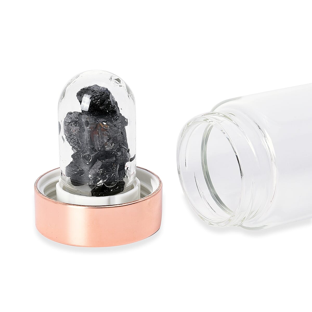 Rose Gold Color Water Bottle with Natural Elite Noble Shungite (20 oz) image number 6