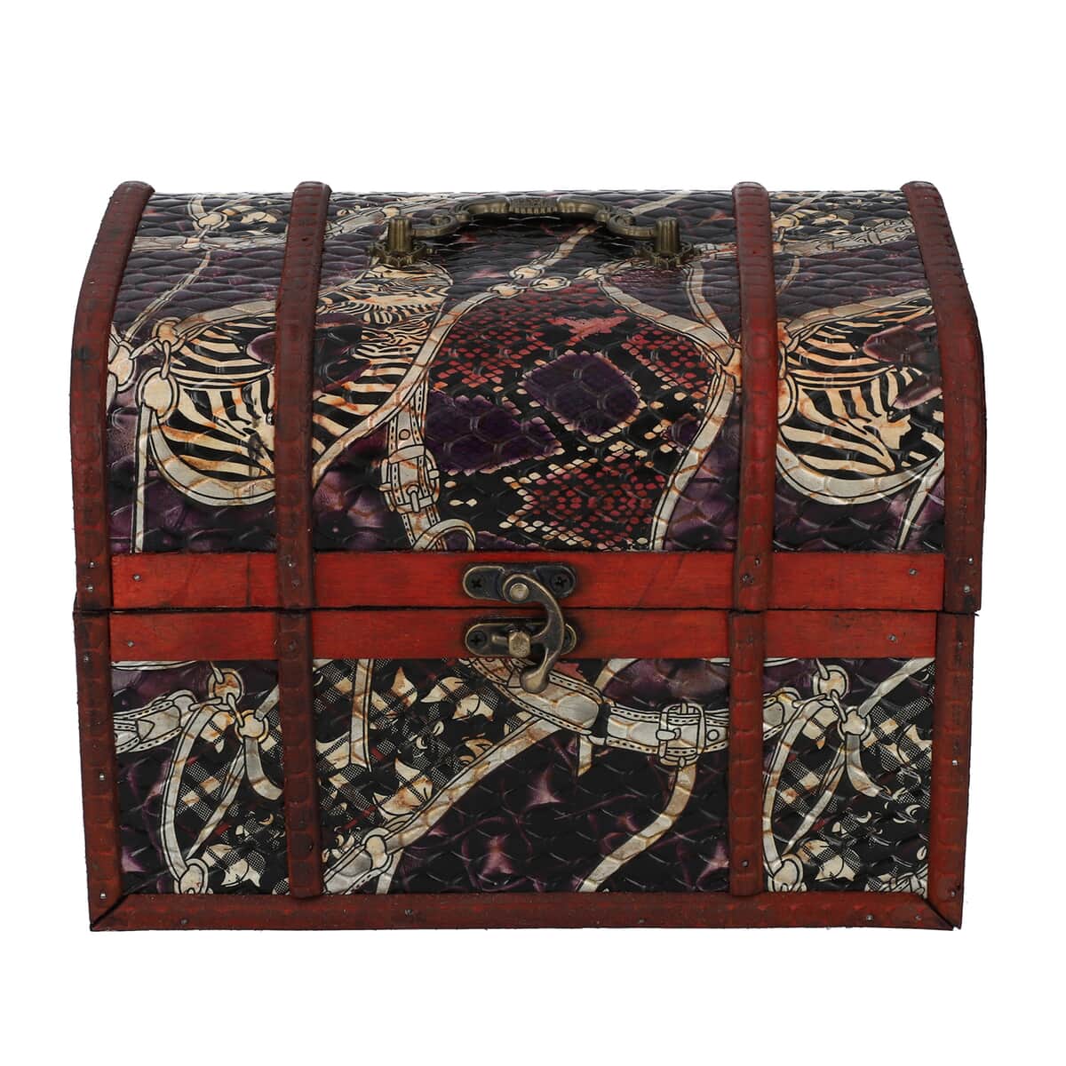 Set of 3 Multi Pattern Faux Leather Ankur Treasure Chest Storage Box image number 1