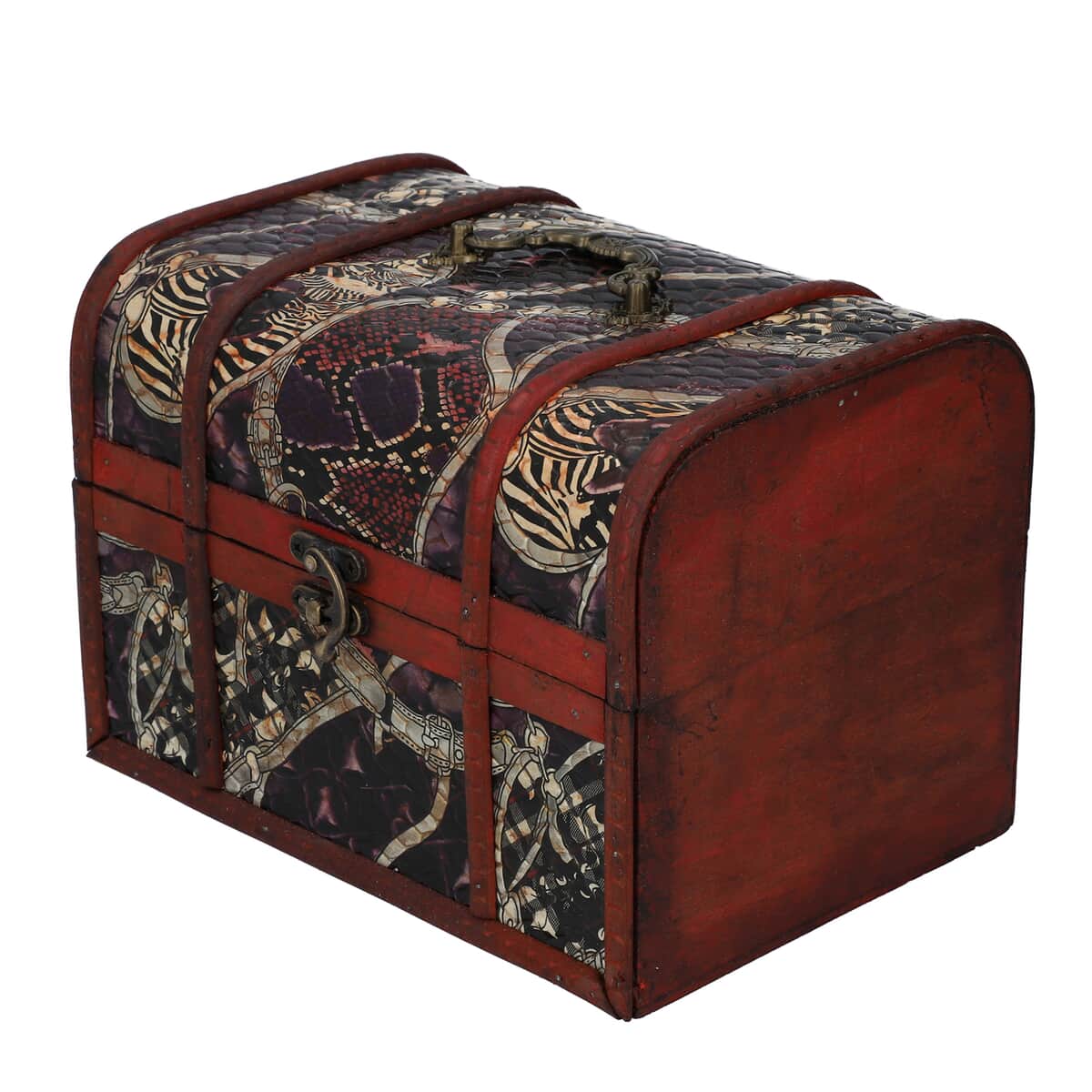 Set of 3 Multi Pattern Faux Leather Ankur Treasure Chest Storage Box image number 2