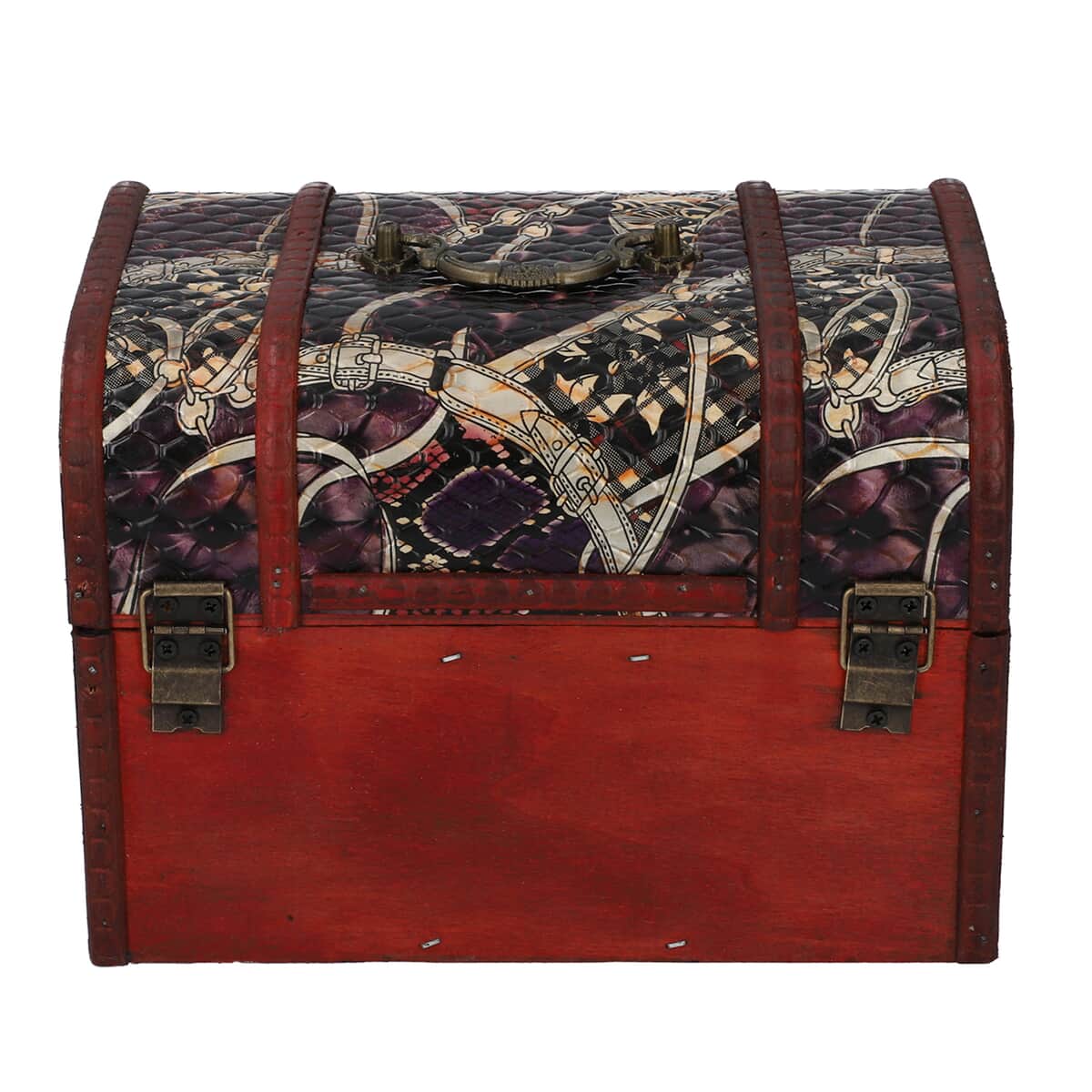Set of 3 Multi Pattern Faux Leather Ankur Treasure Chest Storage Box image number 3