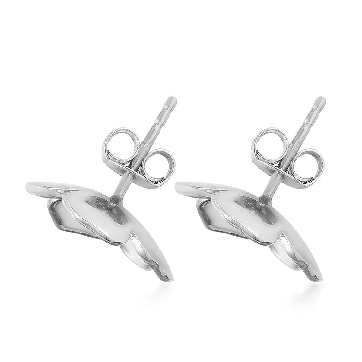 D'Joy Diamond Accent and Enameled Flower Stud Earrings in Platinum Over Sterling Silver