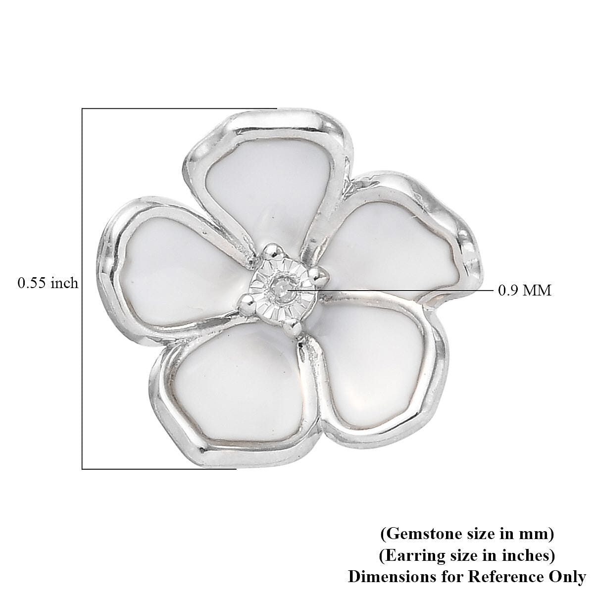 D'Joy Diamond Accent and Enameled Flower Stud Earrings in Platinum Over Sterling Silver