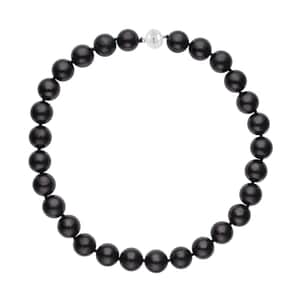 Shungite Beaded Necklace, Sterling Silver Magnetic Clasp Necklace, 20 Inch Necklace, Beaded Jewelry 421.00 ctw