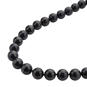 Shungite 421.00 ctw Beaded Necklace (20 Inches) with Sterling Silver Magnetic Clasp