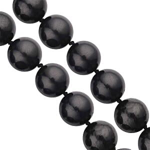 Shungite 421.00 ctw Beaded Necklace (20 Inches) with Sterling Silver Magnetic Clasp