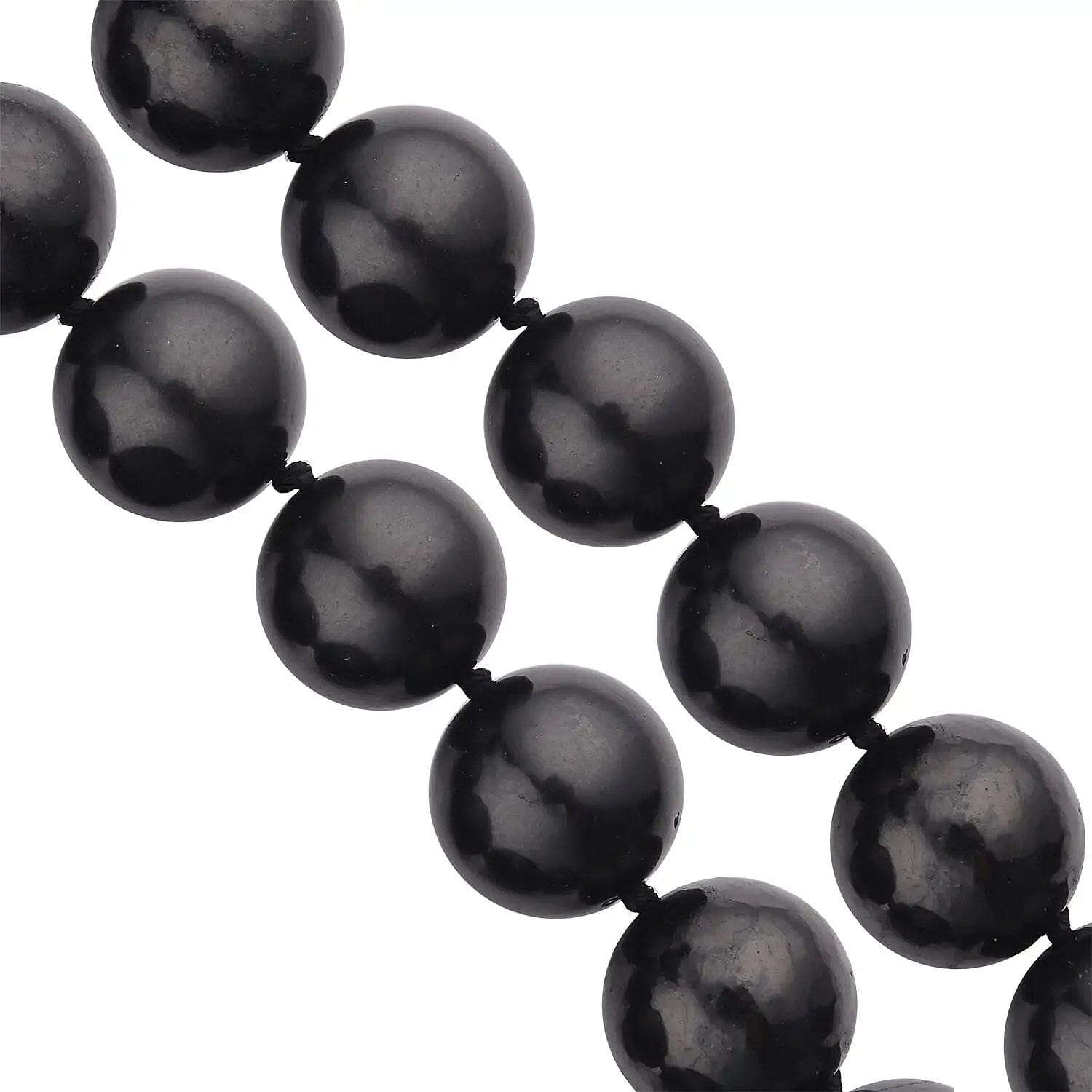 Shungite 421.00 ctw Beaded Necklace (20 Inches) with Sterling Silver Magnetic Clasp
