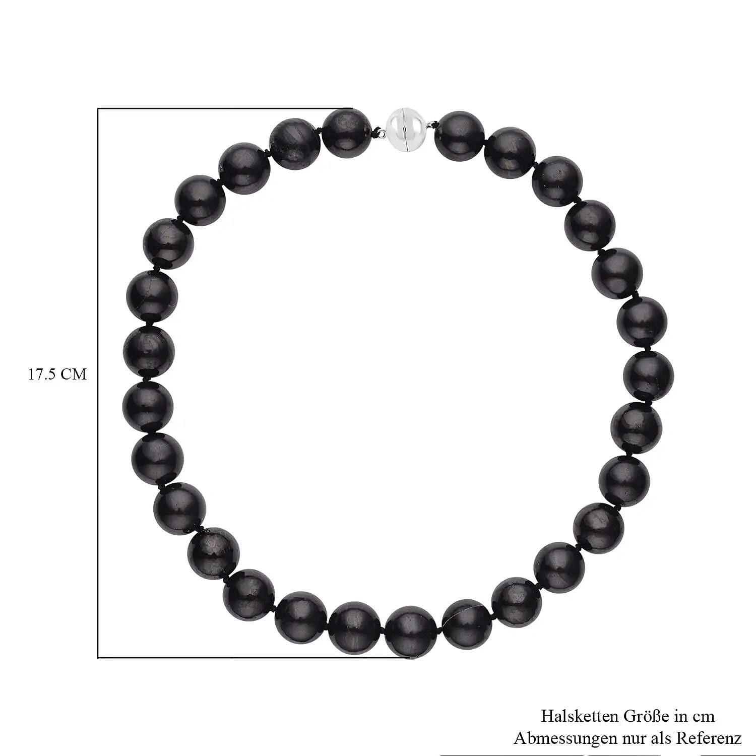 Shungite 421.00 ctw Beaded Necklace (20 Inches) with Sterling Silver Magnetic Clasp