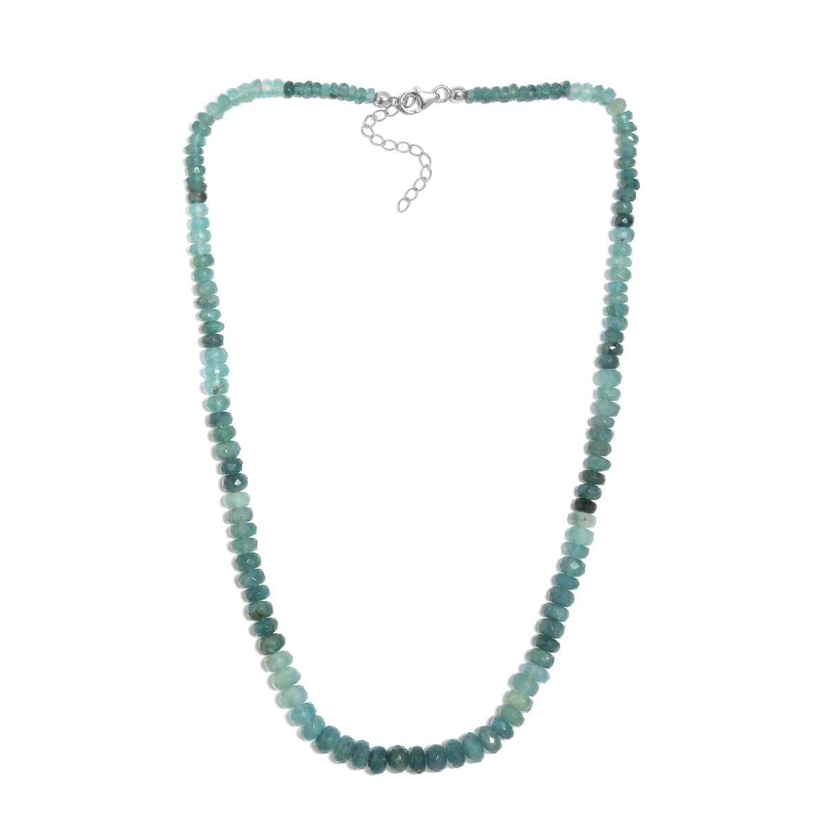 Grandidierite Facet Beaded Necklace 18-20 Inches in Platinum Over Sterling Silver 125.00 ctw  image number 3