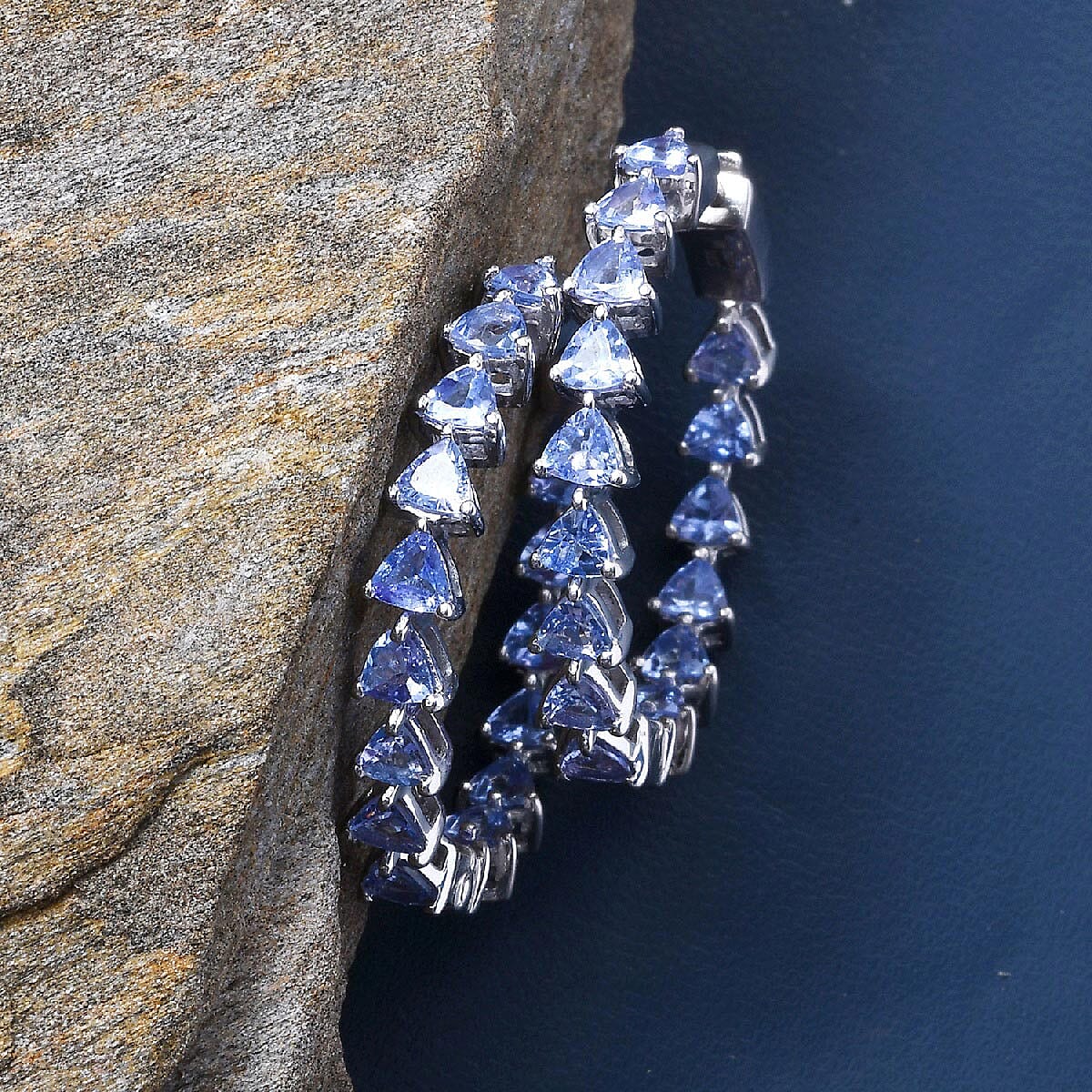 4.70 ctw Tanzanite Inside Out Hoop Earrings in Platinum Over Sterling Silver image number 1