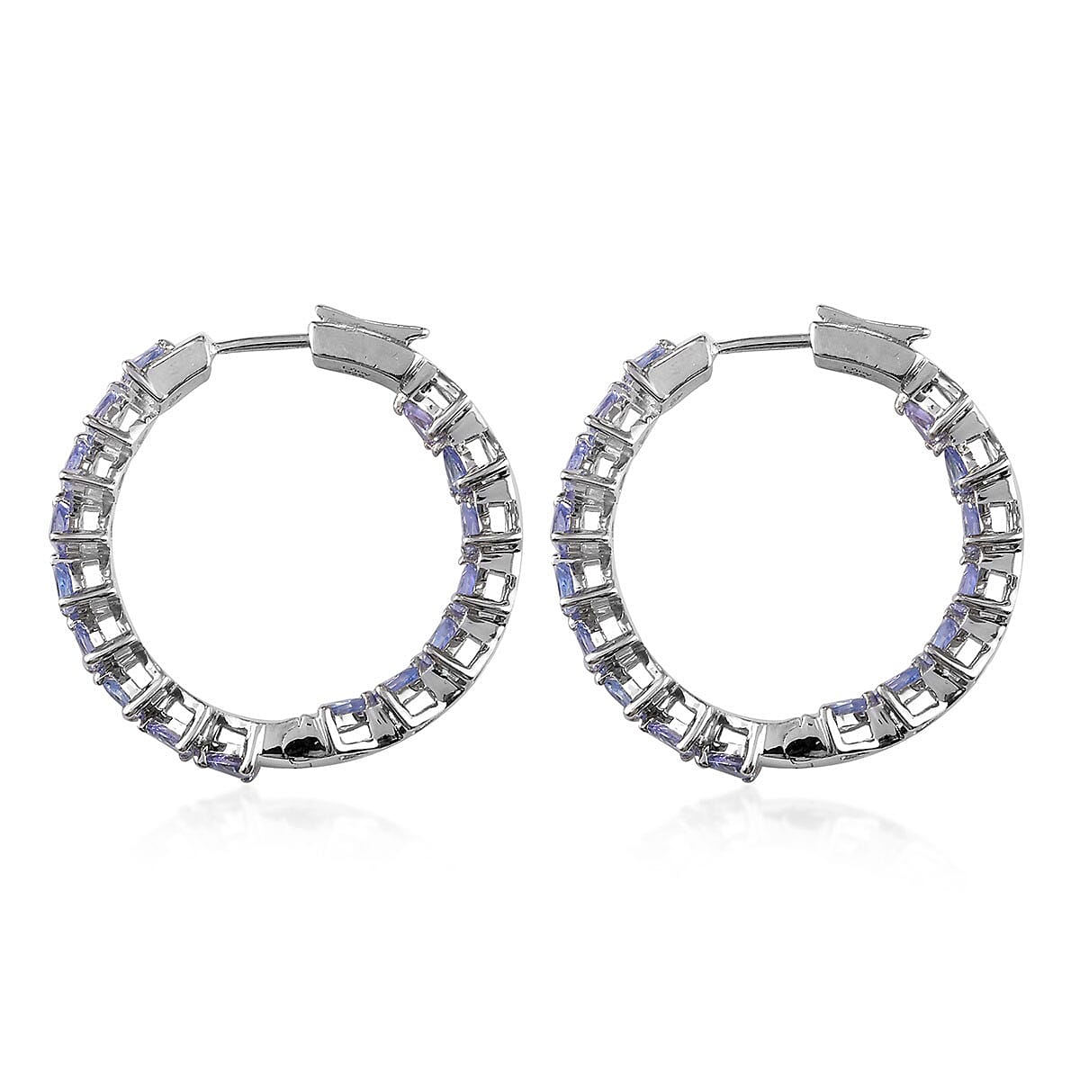 4.70 ctw Tanzanite Inside Out Hoop Earrings in Platinum Over Sterling Silver image number 3