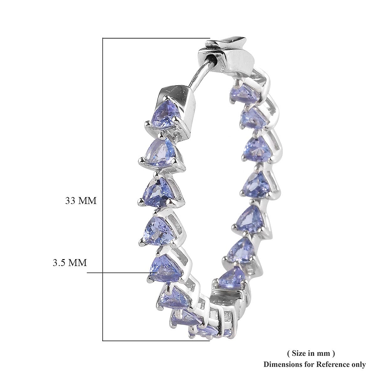 4.70 ctw Tanzanite Inside Out Hoop Earrings in Platinum Over Sterling Silver image number 4