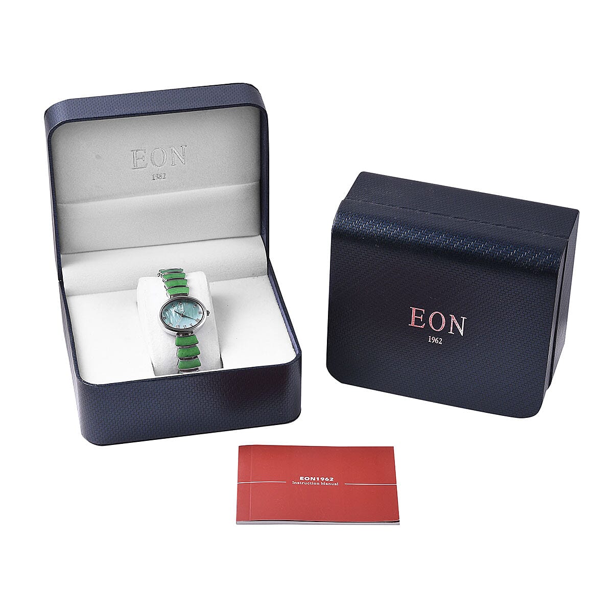 EON 1962 Green Jade Swiss Movement Bracelet Watch (6.5-8in) in Sterling Silver with Stainless Steel Back & Buckle (51.10 g) 19.00 ctw image number 6