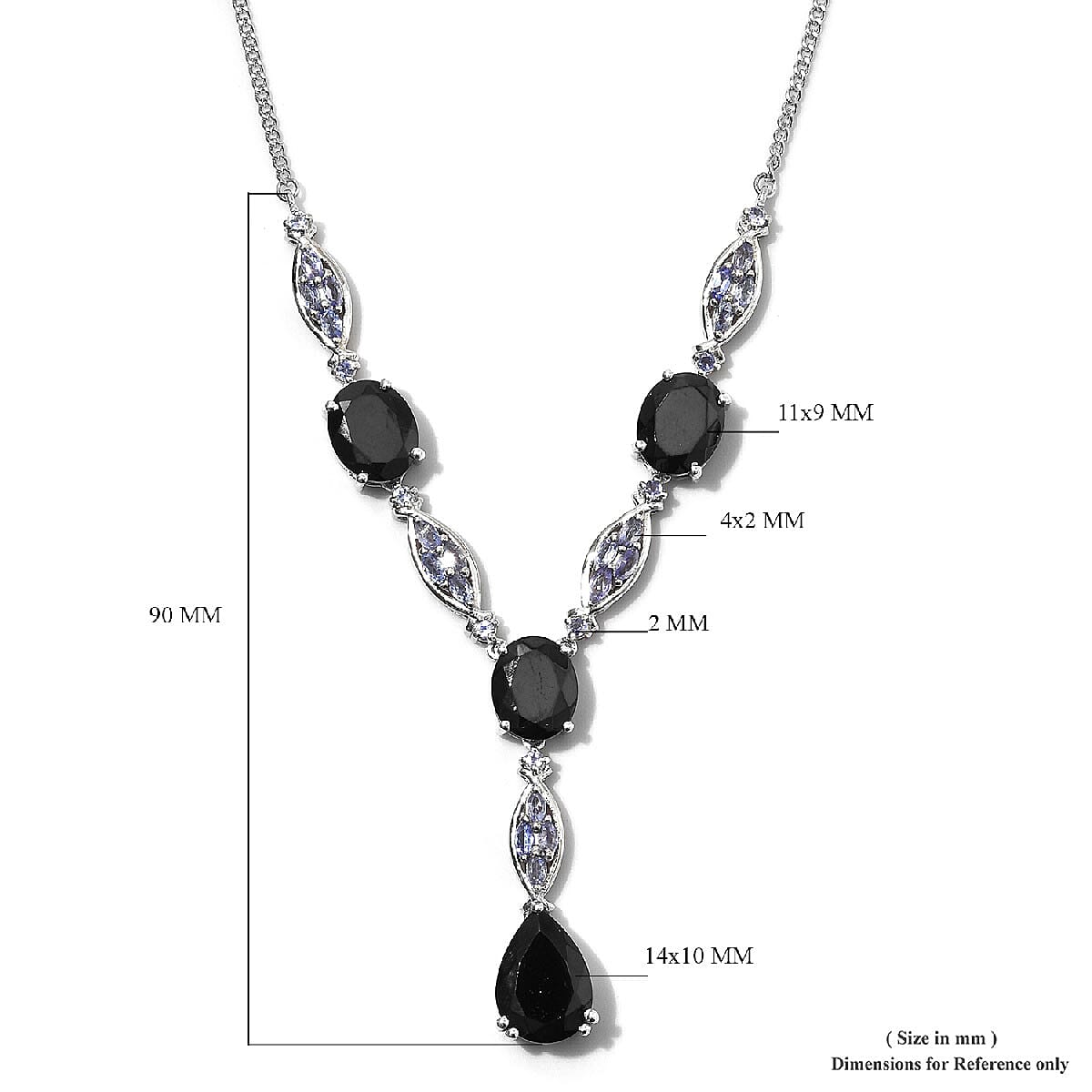 Elite Shungite and Tanzanite Necklace 18-20 Inch in Platinum Over Sterling Silver 11.50 ctw  image number 5