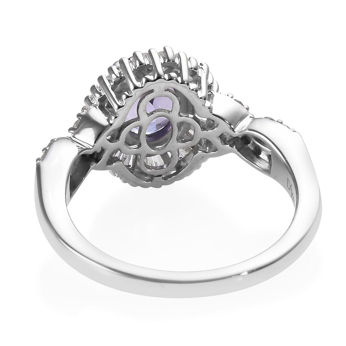 Tanzanite, Diamond (0.48 ct) Ring in Platinum Over Sterling Silver (Size 9.0) 1.75 ctw image number 4
