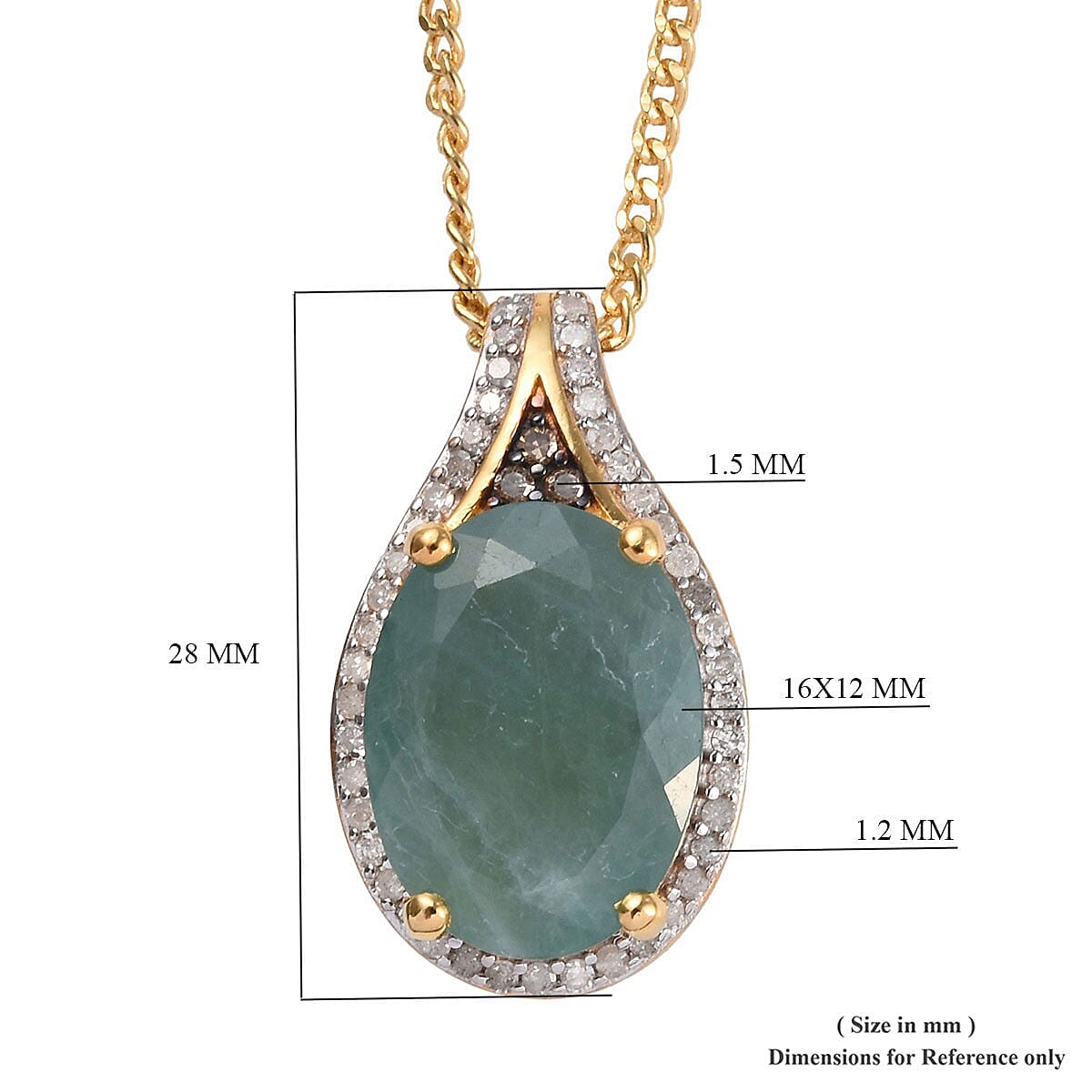 Grandidierite and Natural Champagne White Diamond Pendant Necklace 20 Inches in Vermeil Yellow Gold Over Sterling Silver 10.15 ctw